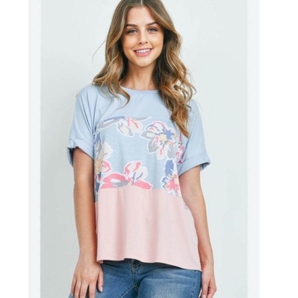 🌼 Perfect Peach Floral Short Sleeve Top XL